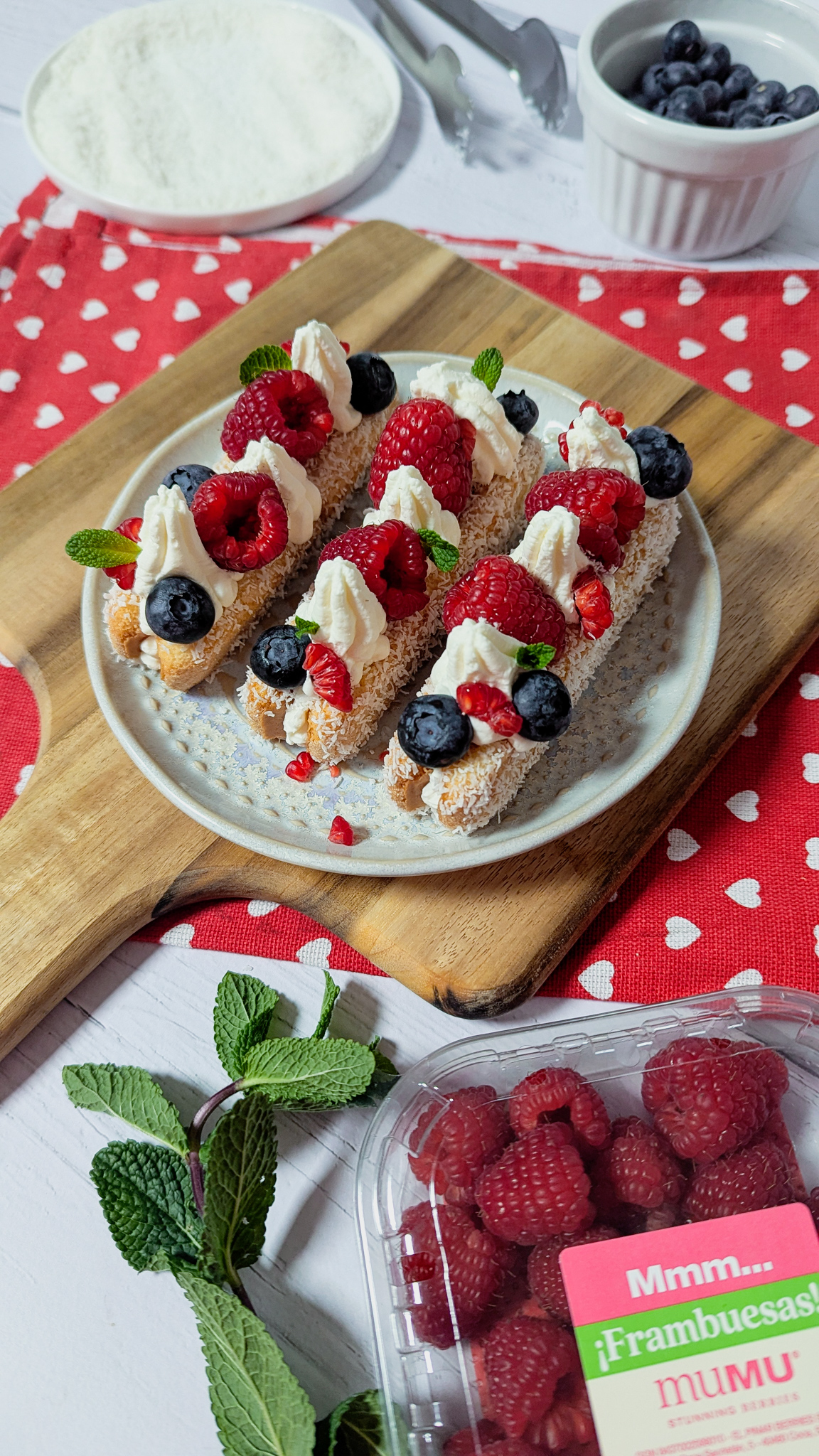Pastelitos de Saboya con Mascarpone y Frambuesas
