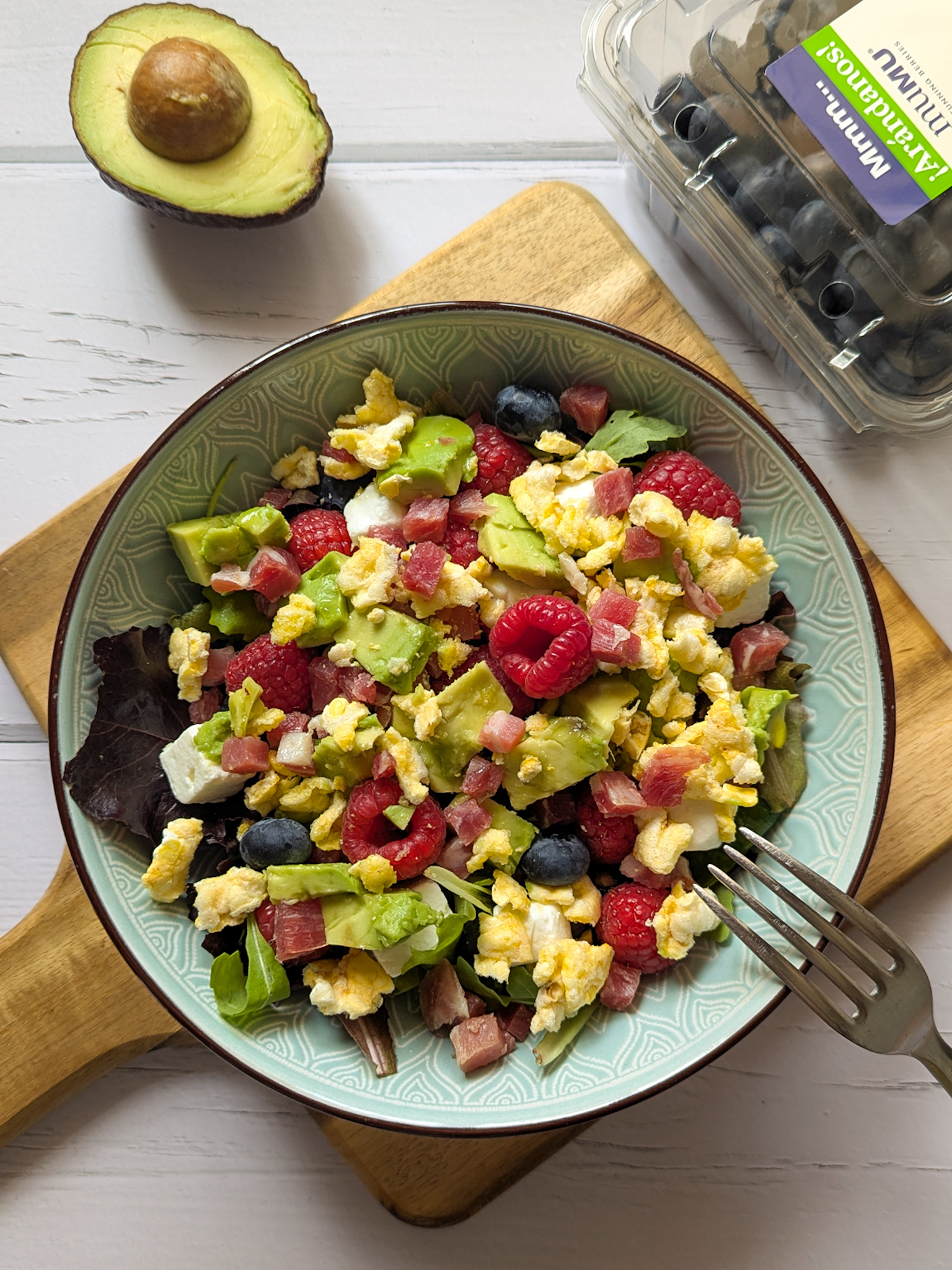 Ensalada de Maíz Jamón y Frambuesas